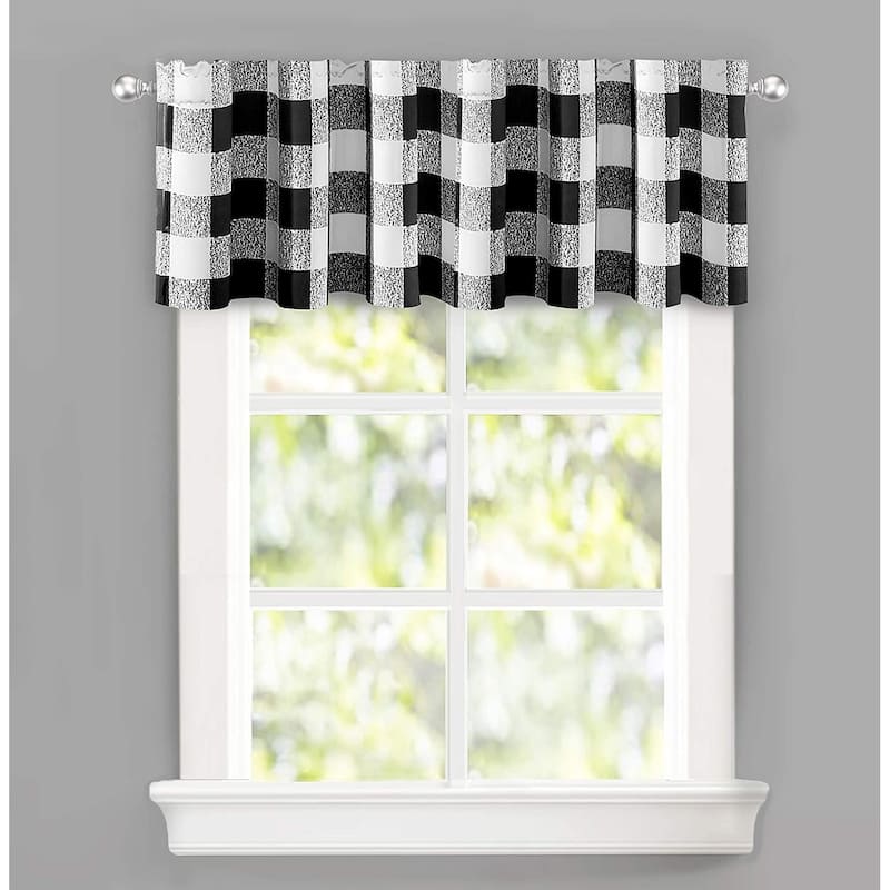 DriftAway Buffalo Checker Pattern Lined Blackout Rod Pocket Window Curtain Valance Single 52 x 14 - 52" width x 14 " length