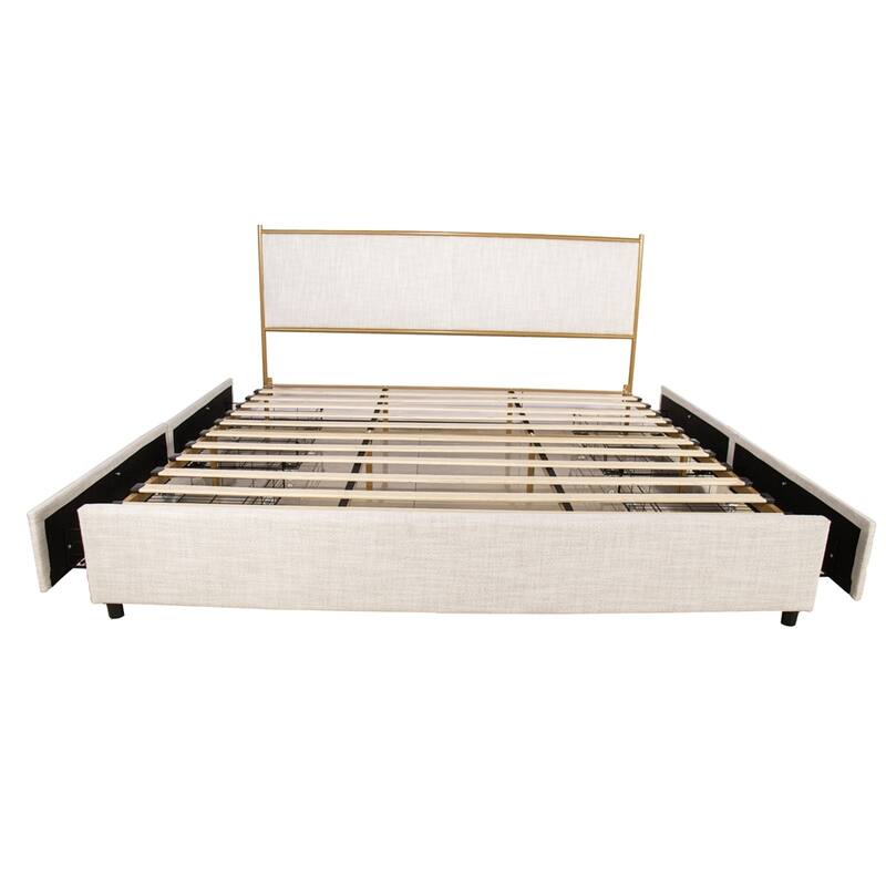 Classic Metal Platform bed with Four drawers