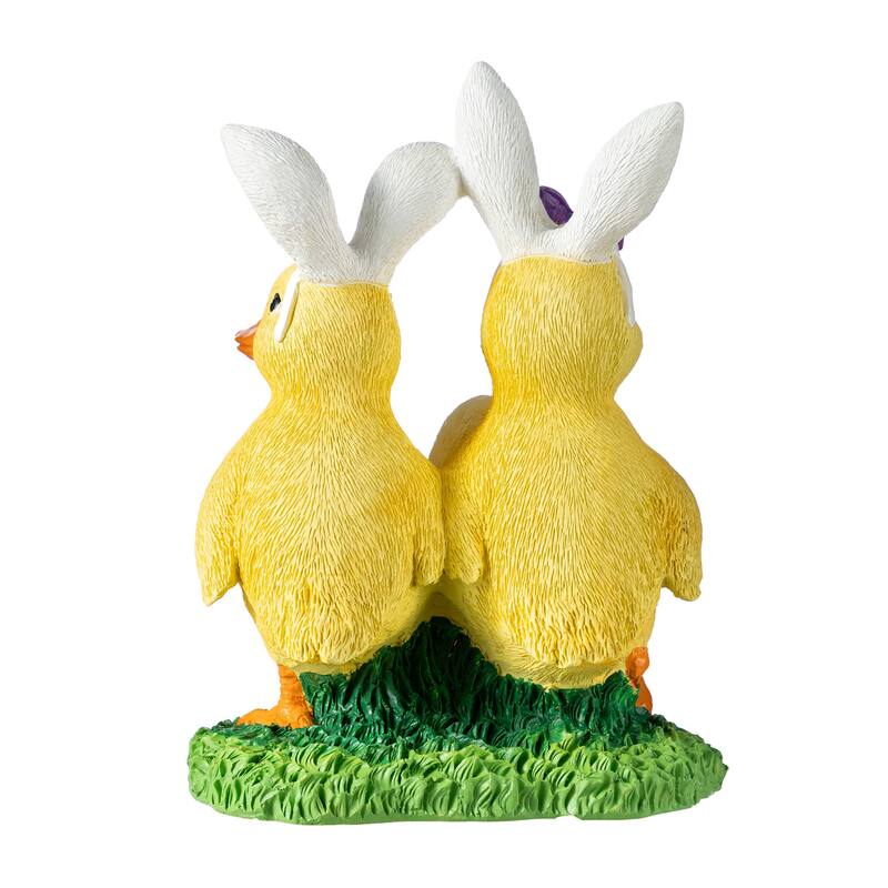 Glitzhome Easter Resin Duck Family Table Decor Stackable Chickens Figurine
