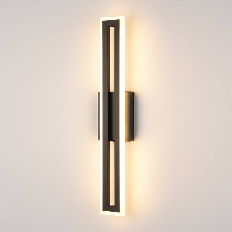 23.6 in. 1-Light Matte Black Linear Rectangular Strip Color Changing Integrated LED Bathroom Vanity Light