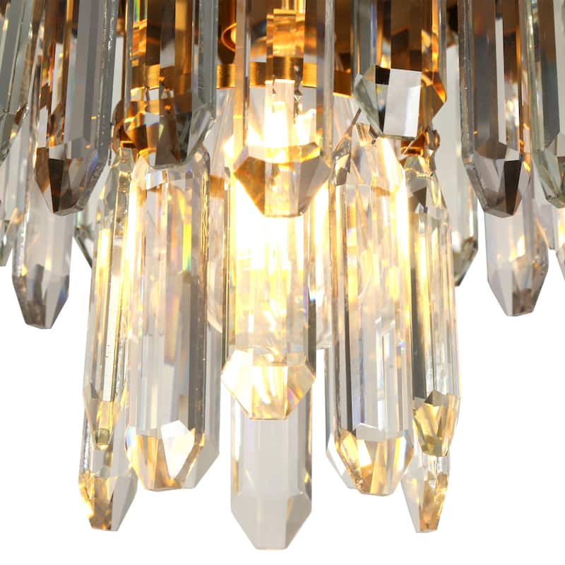 Modern Crystal 1-Light Pendant Light for Kitchen Island Dining Room - Black and Gold - 8.5" Dia. x 10" H
