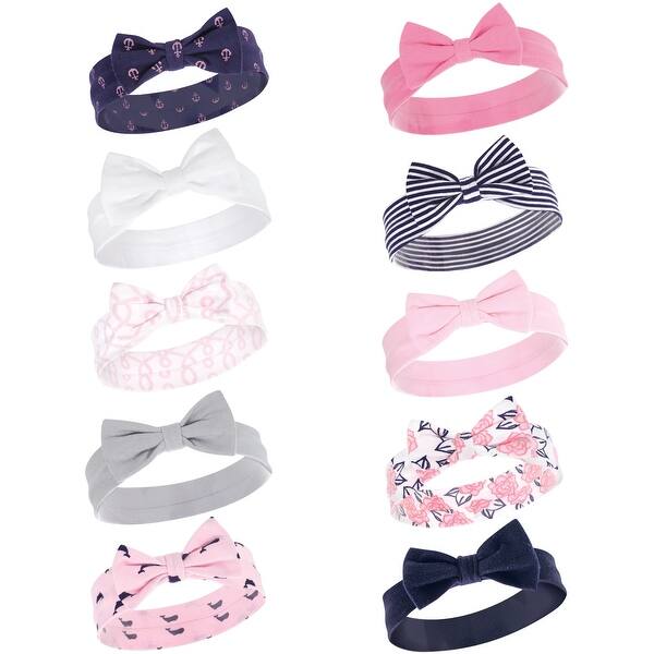 slide 1 of 1, Hudson Baby Infant Girl Cotton Headbands 10pk, Whale, 0-24 Months - Whale Whale - 0-24 Months