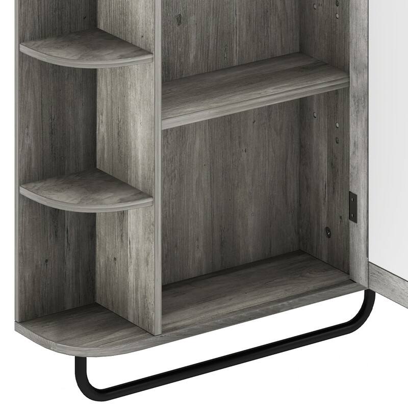 Modern Wall Bathroom Storage Medicine Cabinet with Adjustable Shelves and Towel Rack