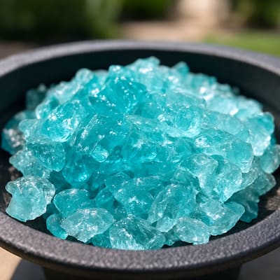 Aqua Round Reflective Fire Pit Glass