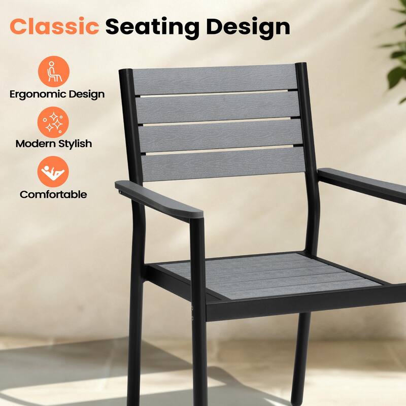 Pellebant Outdoor Patio Aluminum Dining Chairs with Armrest - 19.4" D x 18.9" W x 34.3" H