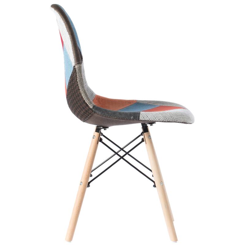 Patchwork Shell Dining Chair w/ Wooden Dowel Eiffel Legs