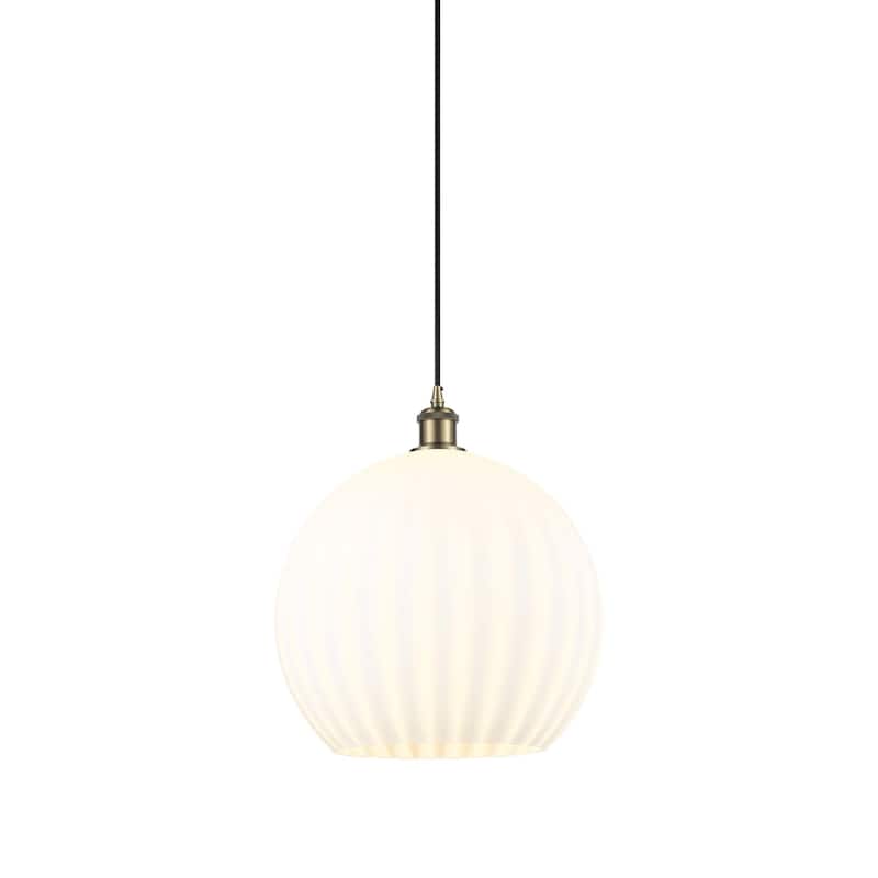 Innovations Lighting 516-1P-17-14 White Venetian Pendant White - Antique Brass