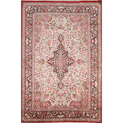 Floral Qum Persian Rug Traditional Handmade Silk Carpet - 4'6"x 7'0"