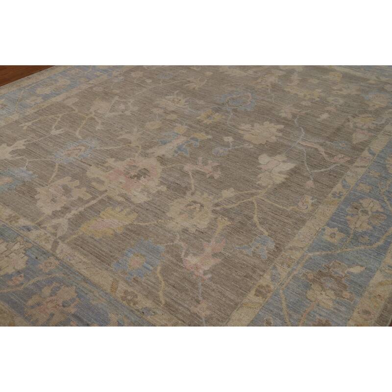 Vegetable Dye Oushak Turkish Rug Handmade Transitional Wool Carpet - 7'11"x 9'10"