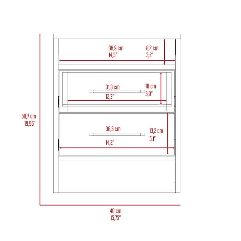 Rowley 2-Drawer 1-Shelf Rectangle Nightstand