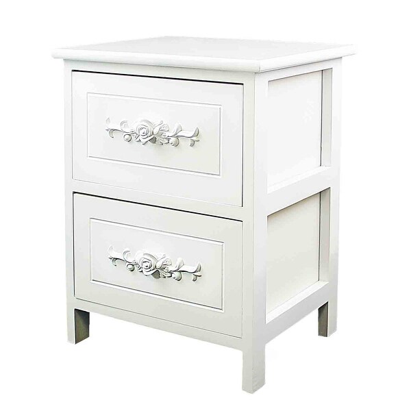 DL-Furniture Fully Assembled Wood Elegant Night Stand or Storage Shelf Organizer | Snowflake white. Opens flyout.