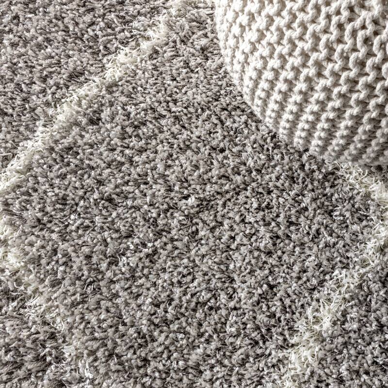 JONATHAN Y Modern Shag Plush Tassel Moroccan Geometric Trellis Area Rug