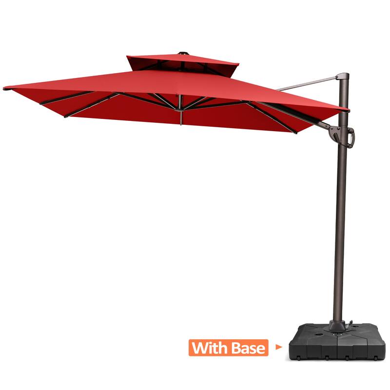 Pellebant 9X11FT Outdoor Patio Umbrella Cantilever Offset with Base