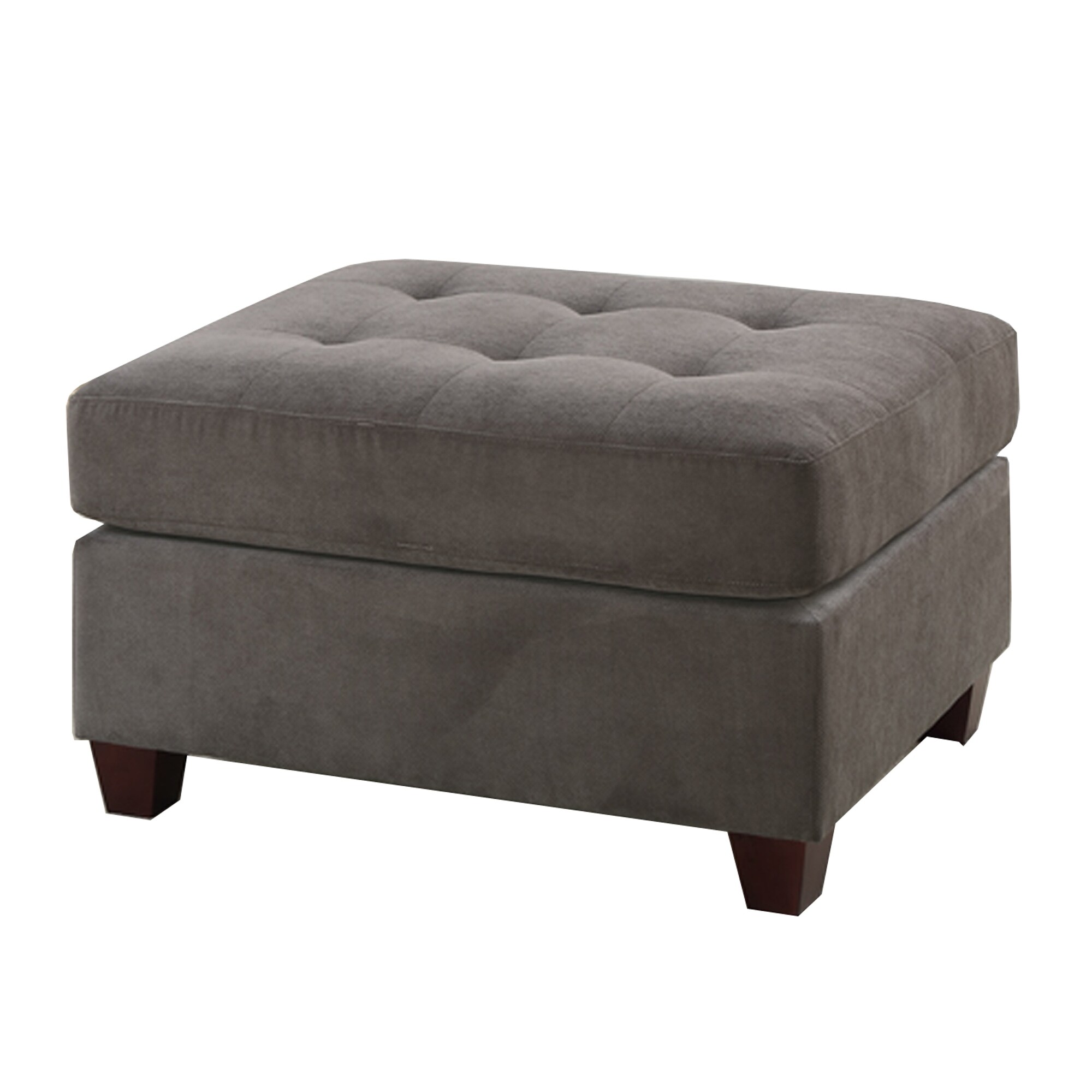 Cocktail Ottoman in Charcoal Grey Waffle Suede Fabric