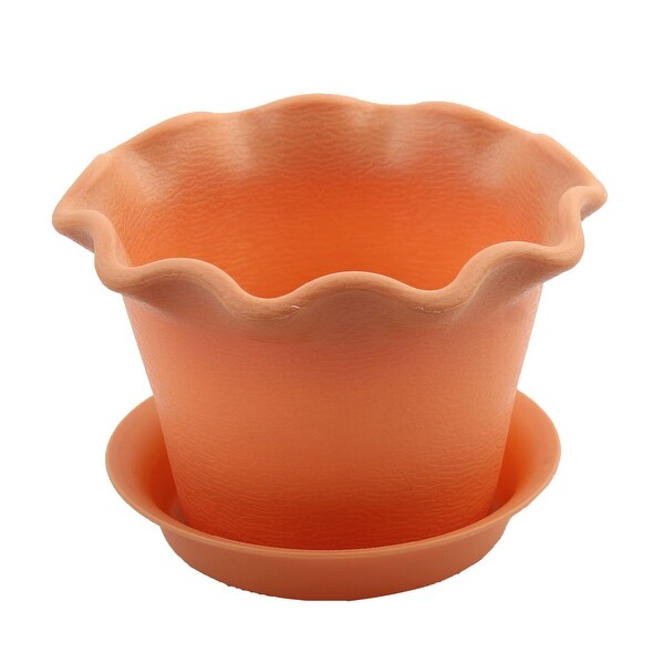 Shop Plastic Garden Decor Flower Plant Pot Holder 13cm Diameter Orange