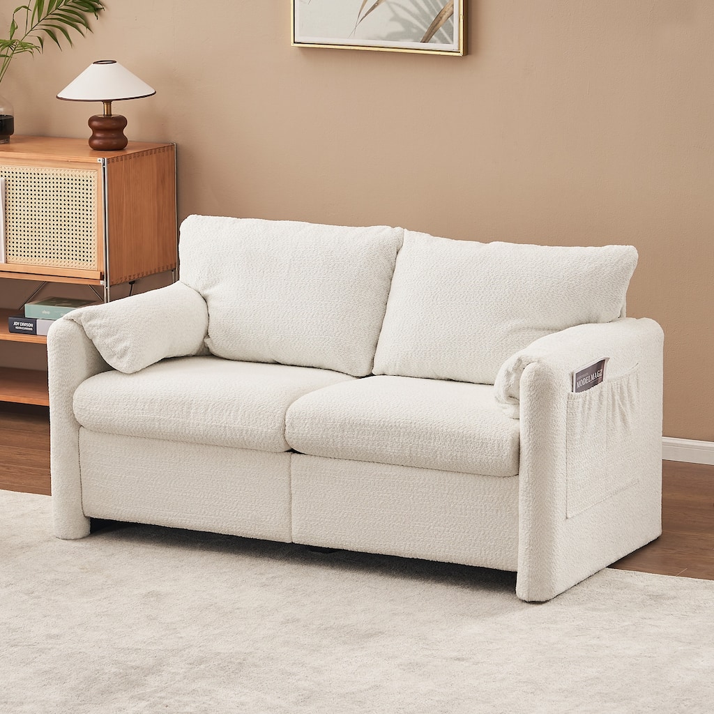 59.87" Chenille 2-Seater Sofa with Barrel Back & Sturdy Frame