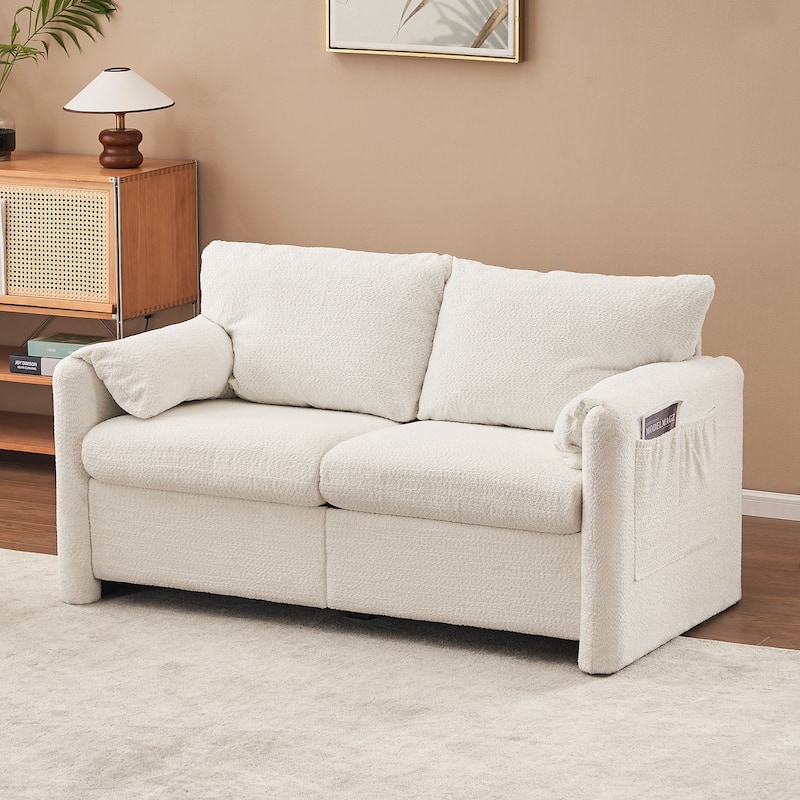 Minimalist Living Room Sofa Couch Loveseat with Pillow Top Armrests, Loveseat Sofa 2-Seater Sofa Couch