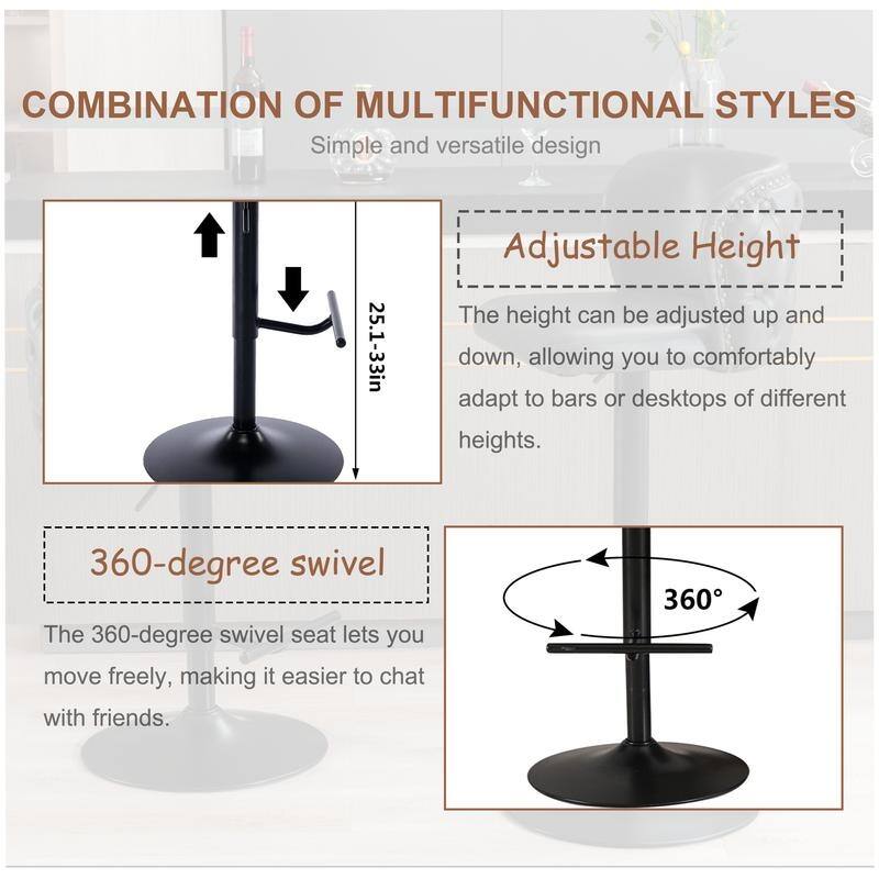 Modern Upholstered Swivel Adjusatble Height Barstools Set of 4