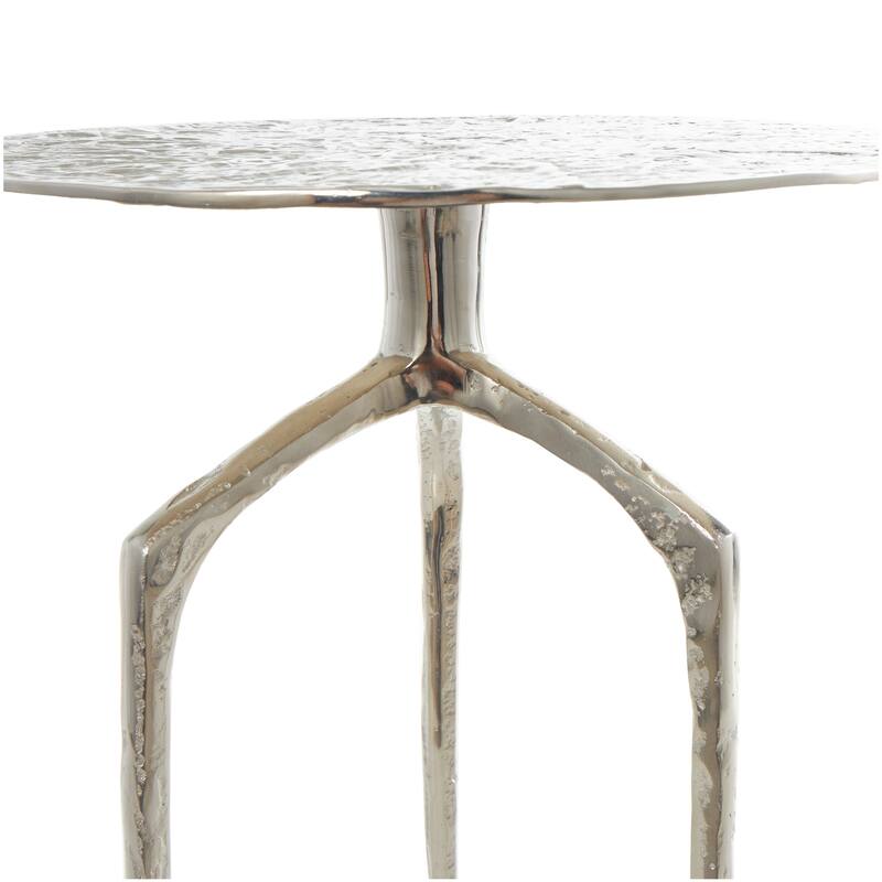 Silver, Gold or Gray Aluminum Metal Slim Textured Geometric Accent Table