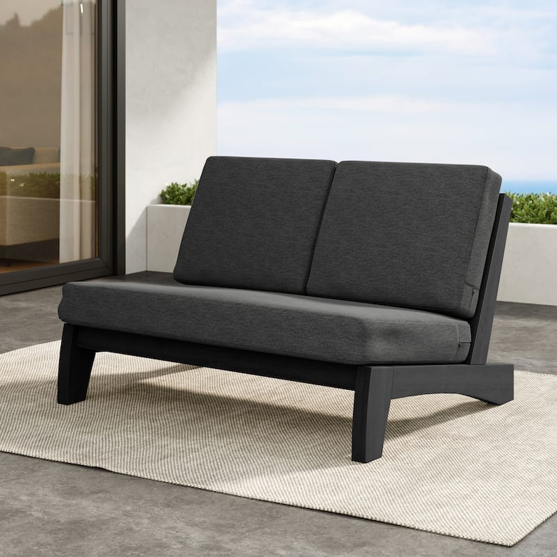 Outdoor Furniture Teak Wood Armless Loveseat Sofa With Cushion