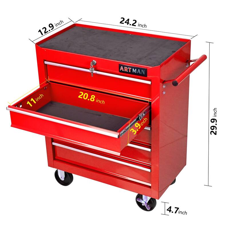 5 DRAWERS MULTIFUNCTIONAL TOOL CART WITH Wheels