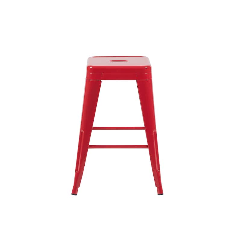 AC Pacific 24 Inch Industrial Stackable Metal Counter Stools Set of 2