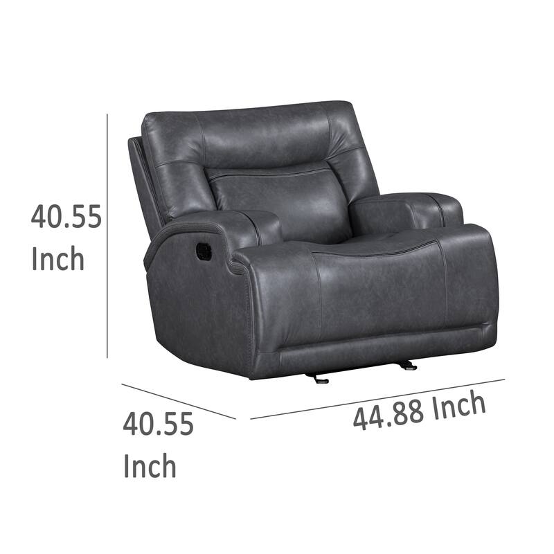 Tito Manual Glider Reclining Chair, Gray Polyester, Pillow Top Arms