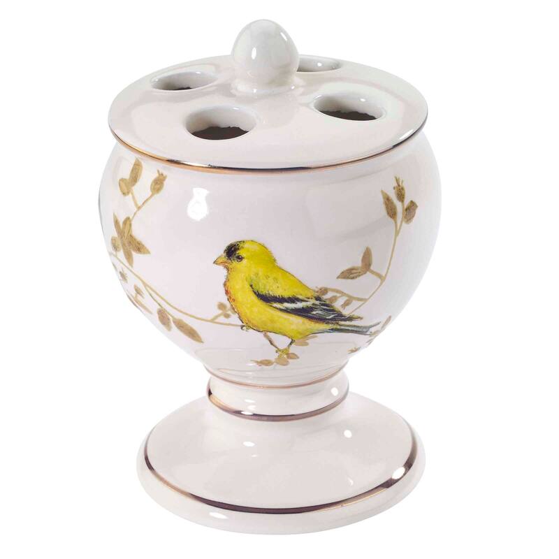 Avanti Linens Gilded Birds Toothbrush Holder - Ivory - Toothbrush Holder