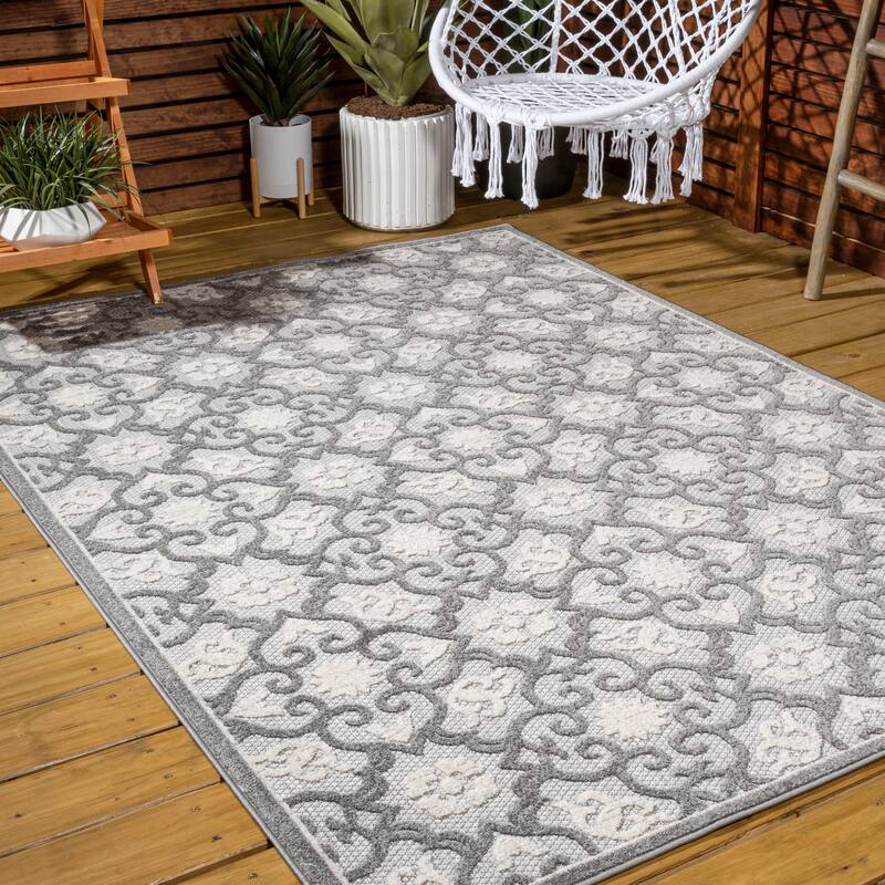 JONATHAN Y Crisantemo Tile Trellis High-Low Indoor/Outdoor Area Rug