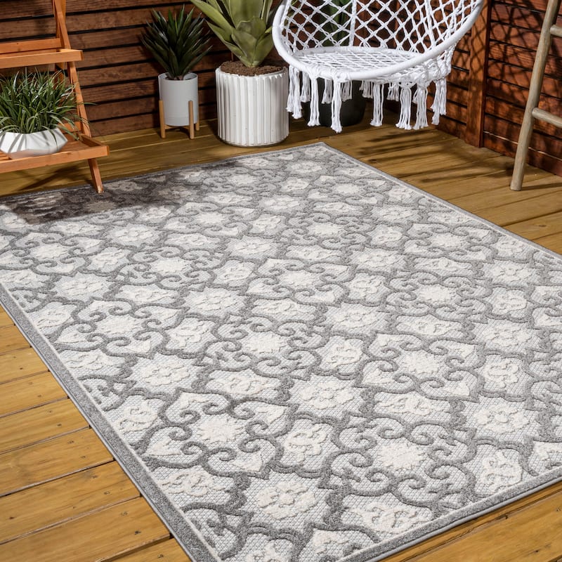JONATHAN Y Crisantemo Tile Trellis High-Low Indoor/Outdoor Area Rug