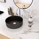 preview thumbnail 18 of 36, BNK 16 inch White Ceramic Circular Vessel Bathroom Sink 15.7"W x 15.7"D 4.7"H - Matt Black