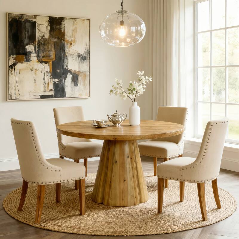 47.24" Round Solid Wood Dining Table For Kitchen, Dining Room