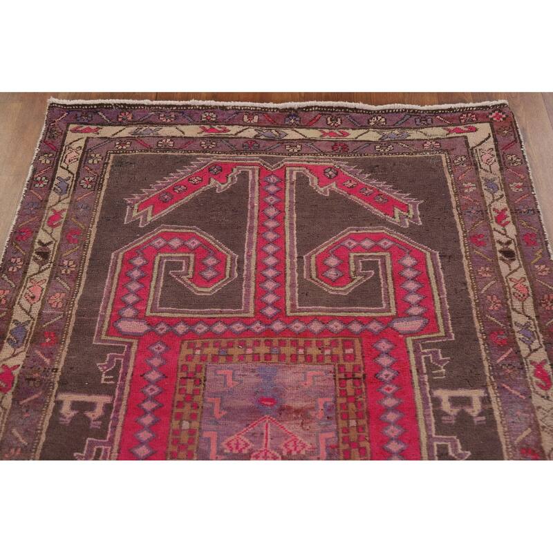 Hand-knotted Tribal Meshkin Persian Runner Rug Geometric Wool Carpet - 3'10" x 10'3"