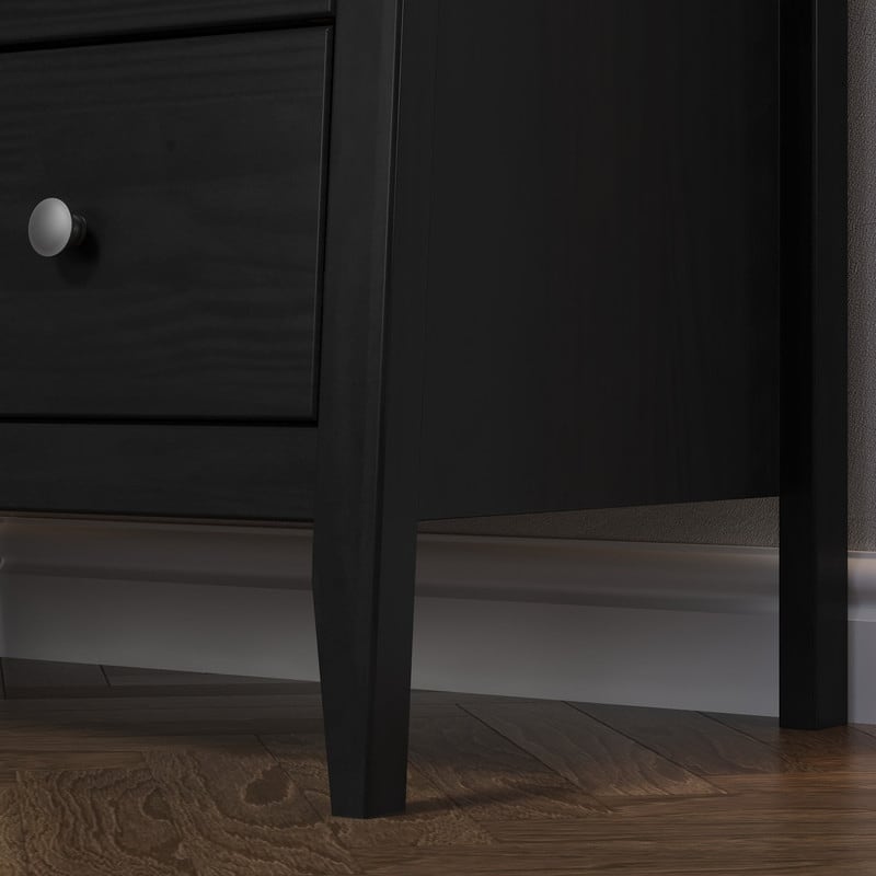 Jela Solid Wood 5 Drawer Dresser - Black