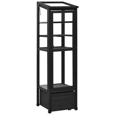 62.4-Inch Tall Wooden Garden Greenhouse - Portable Mini Cold Frame With Movable Storage Box & Adjustable Shelves .