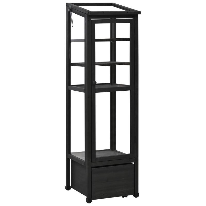62.4inch Height Wood Garden Greenhouse Balcony Portable Mini Cold Frame with Movable Box