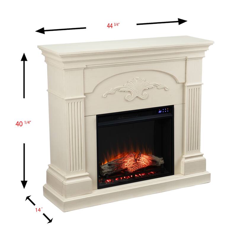 SEI Furniture Mazus Transitional Electric Fireplace with Ivory Mantel