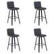 preview thumbnail 55 of 120, Skara Swivel Bar Stool, Upholstered Bar Height Chair with Bentwood Frame Set of 4 - Black Faux Leather & Black