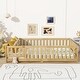 preview thumbnail 28 of 43, White Full Size Wooden Floor Bed with Fence & Door, Rubber, Safety Guardrails Natural