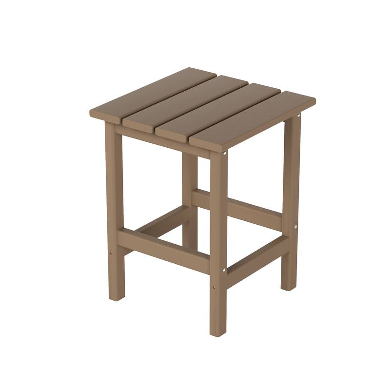 POLYTRENDS Laguna HDPE Eco-Friendly Outdoor Square Patio Side Table - Weathered Wood