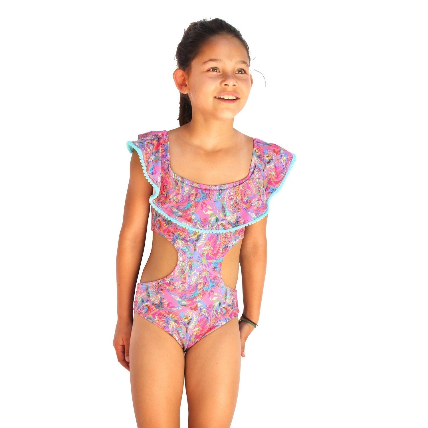 girls pink swimsuit