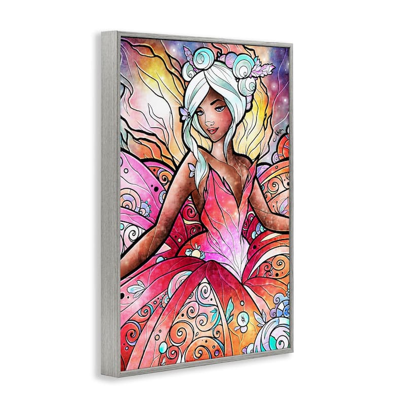 Stupell Pastel Nouveau Fairy Framed Giclee Art Design By Mandie Manzano