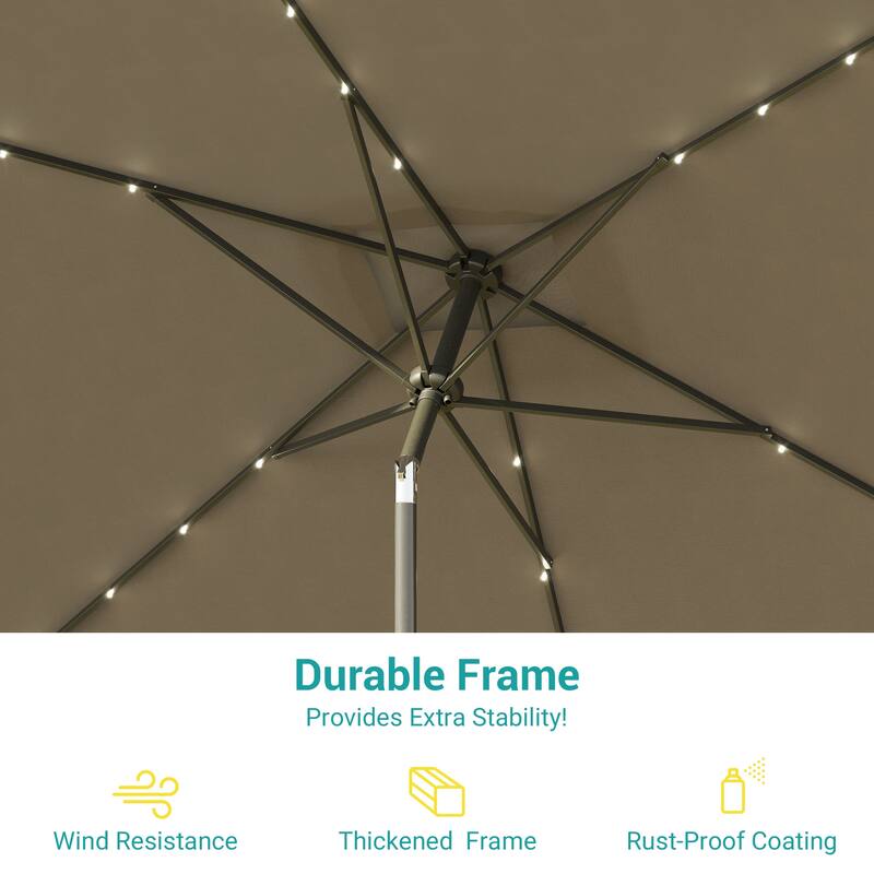 BONOSUKI LED 10 x 6.5ft Outdoor Umbrellas Patio Market Table Umbrellas