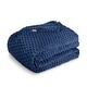 preview thumbnail 1 of 4, Bare Home Microplush Fleece Blanket - Ultra-Soft - Cozy Fuzzy Warm Full - Queen - Waffle Dark Blue