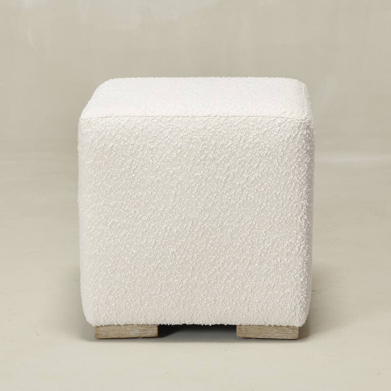 KINWELL 18.5" W Square Boucle Upholstered Ottoman Entryway Footstool