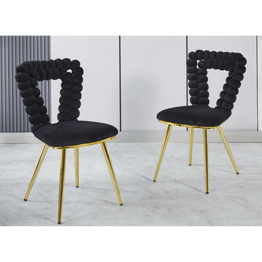 Modern Chair Set (2) with Golden Iron Tube Legs