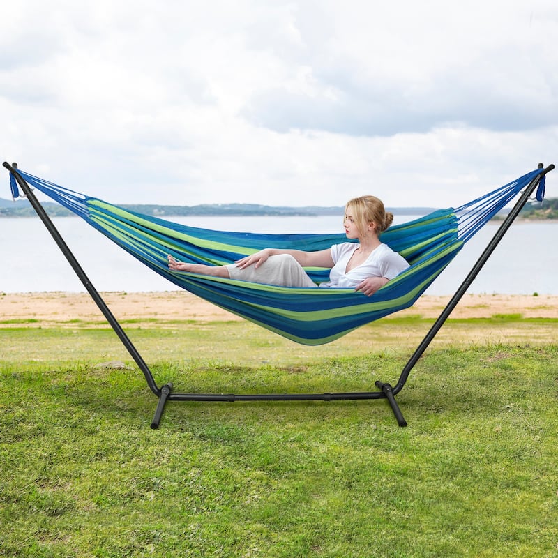 10.7 ft. 2-Person Brazilian-Style hammock with 2-in-1 Convertible Stand
