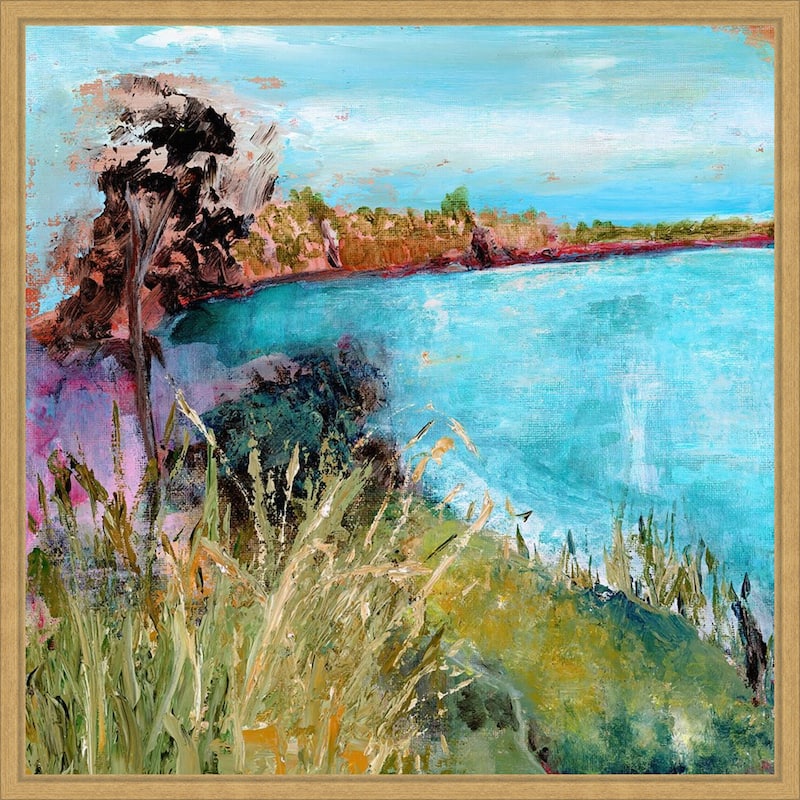 Calm Bay by Elan Studios Framed Canvas Wall Art Print - Sylvie Bright Gold