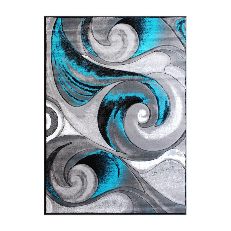 Modern Ocean Wave Design Olefin Indoor Area Rug