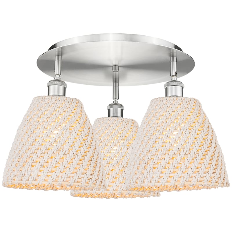 Innovations Lighting Endless Possibilities Ballston - Bristol Natural - 3 Light 21" Flush Mount - Satin Nickel